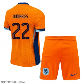 Billige Fotballdrakt Nederland Denzel Dumfries #22 Replika Hjemmedraktsett Barn EM 2024 Kortermet (med bukser)